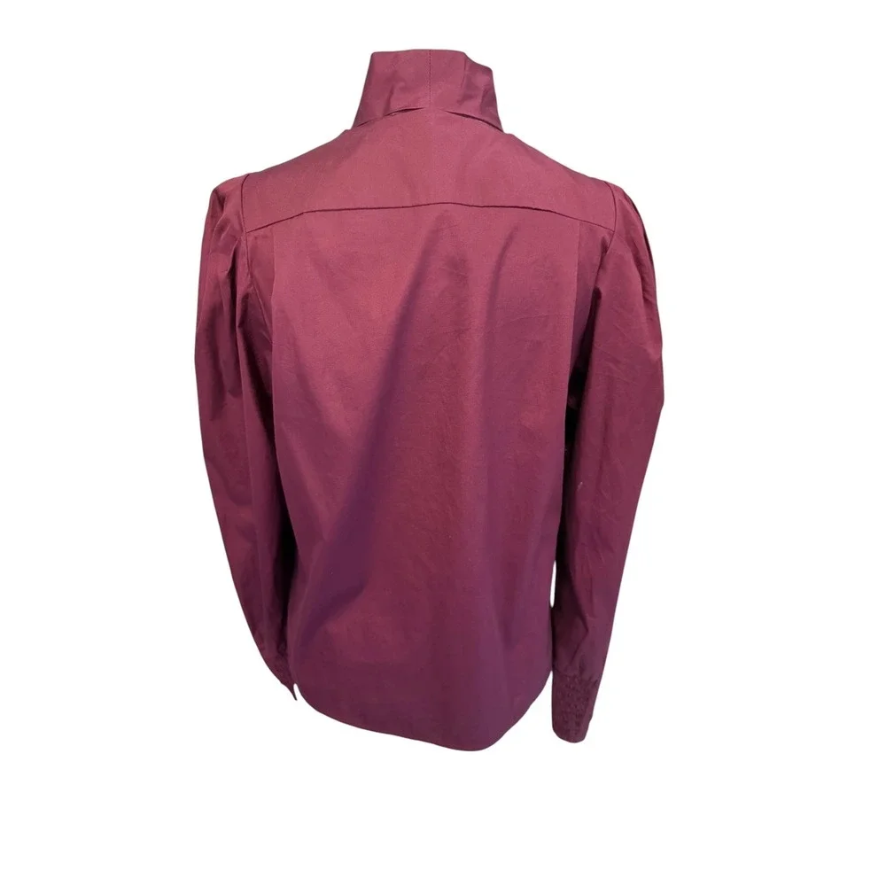 Madewell V-Neck Button-Front Top Dark Pomegranate Burgundy NY535 Small NEW